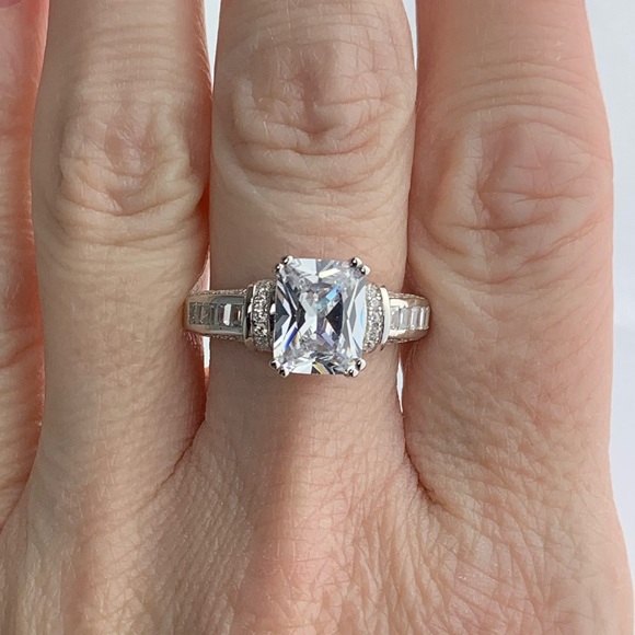 Sterling Silver Radiant Cut CZ Ring - Picture 6 of 6